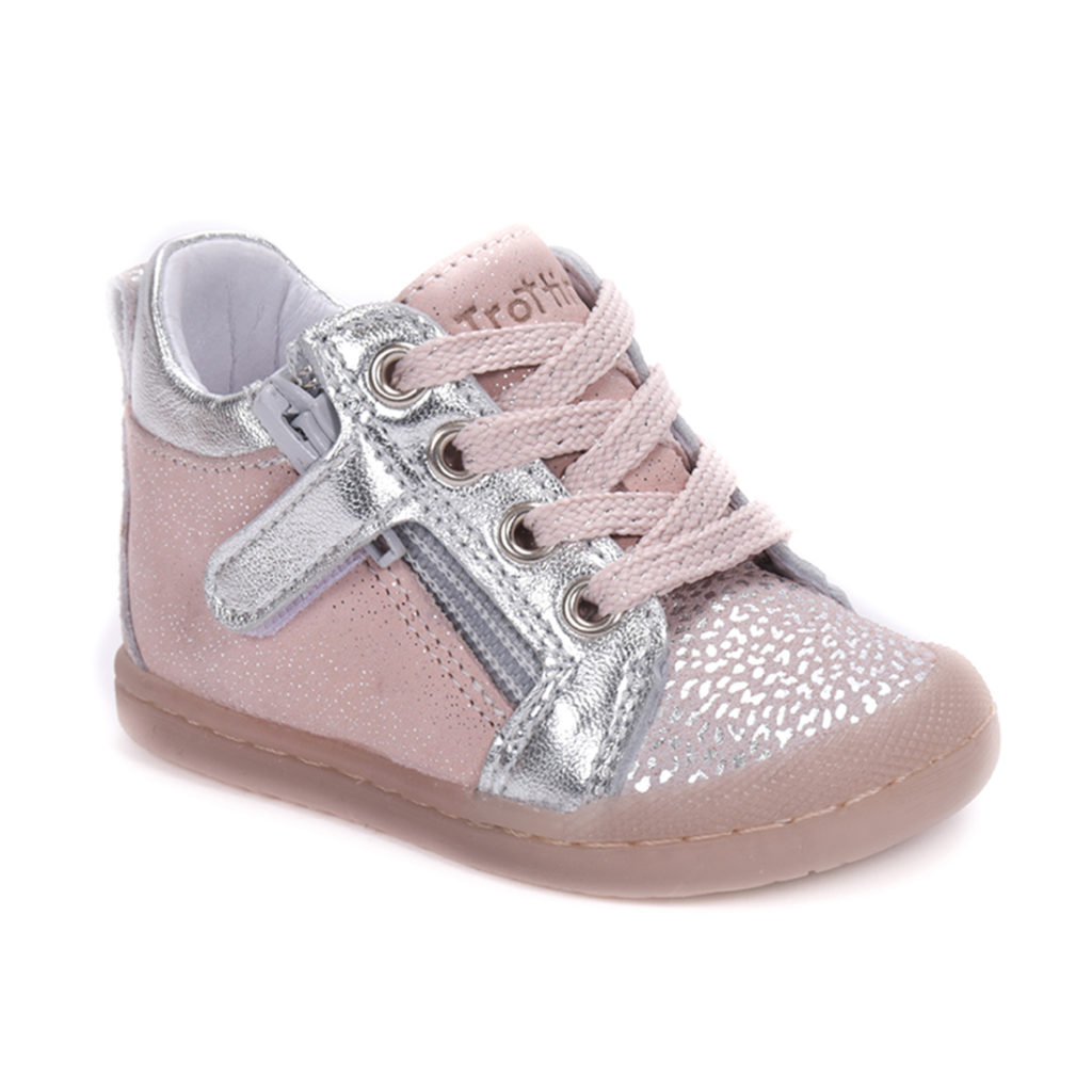 Chaussures Zipino rose argent de côté