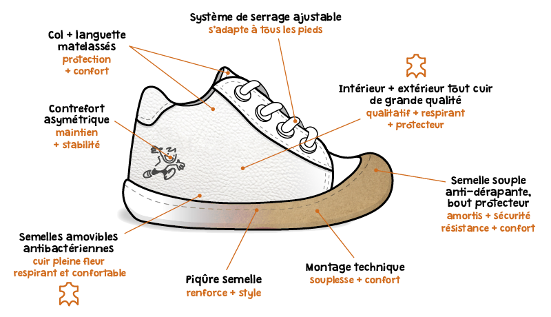 Schéma de la conception des chaussures Trottino
