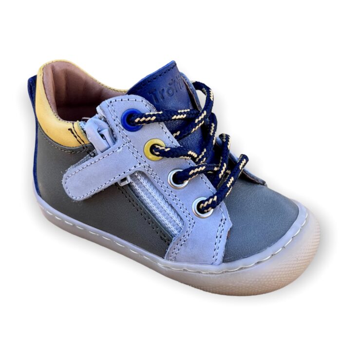 Chaussures Zoupino kaki bleu jaune côté