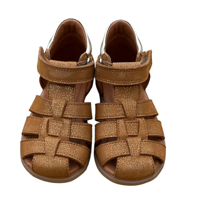 sandales bébé camel or Lino dessus