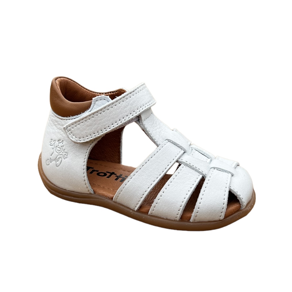 Nu-pieds bébé blanc camel Lino côté